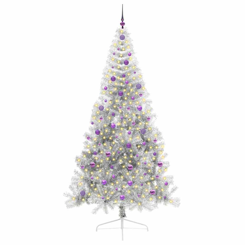 Künstlicher vorbeleuchteter Weihnachtsbaum Silber 240 cm