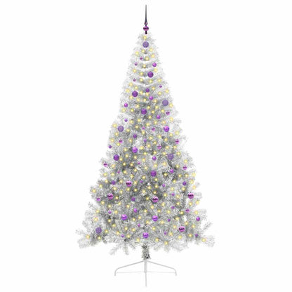 Künstlicher vorbeleuchteter Weihnachtsbaum Silber 240 cm