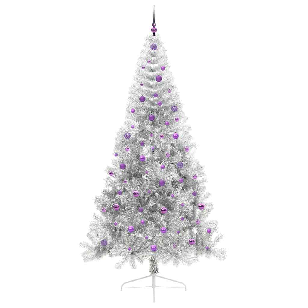 Künstlicher vorbeleuchteter Weihnachtsbaum Silber 240 cm