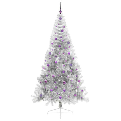 Künstlicher vorbeleuchteter Weihnachtsbaum Silber 240 cm