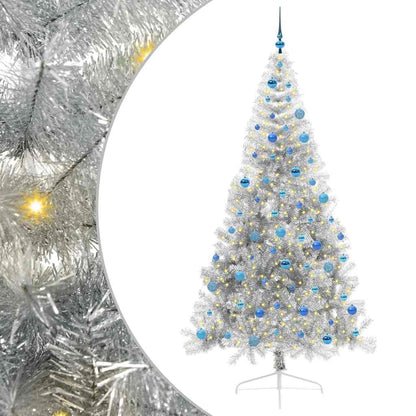Künstlicher vorbeleuchteter Weihnachtsbaum Silber 240 cm