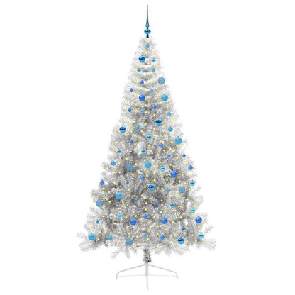 Künstlicher vorbeleuchteter Weihnachtsbaum Silber 240 cm