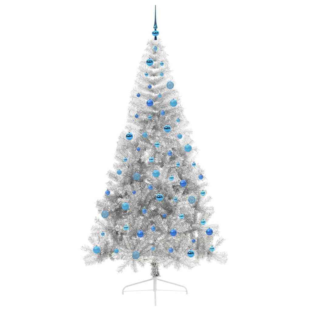 Künstlicher vorbeleuchteter Weihnachtsbaum Silber 240 cm