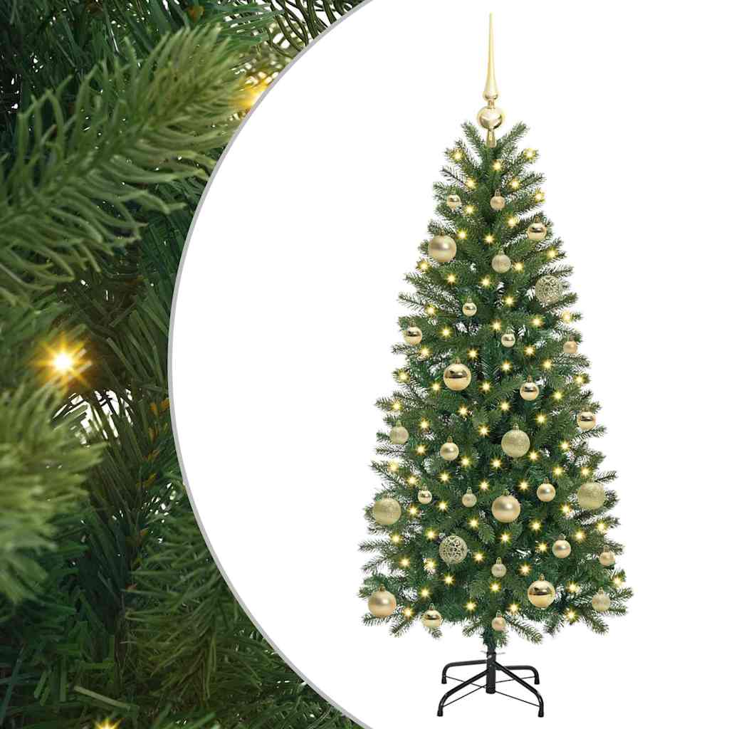 Albero di Natale artificiale con 150 LED, verde, 150 cm, PE e PVC
