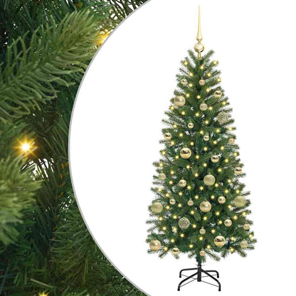 Albero di Natale artificiale con 150 LED, verde, 150 cm, PE e PVC