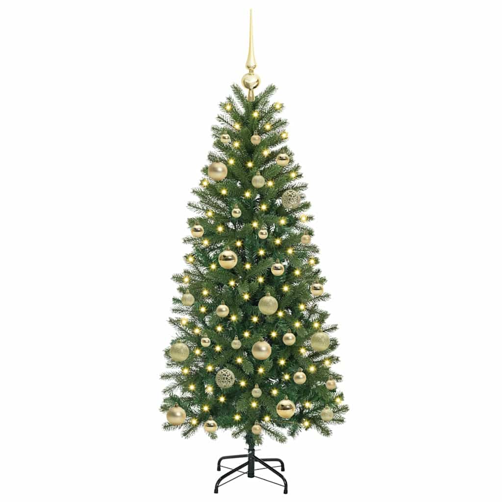 Albero di Natale artificiale con 150 LED, verde, 150 cm, PE e PVC