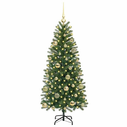 Albero di Natale artificiale con 150 LED, verde, 150 cm, PE e PVC