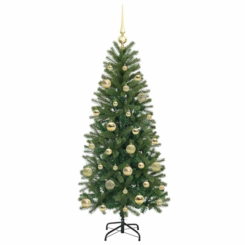 Albero di Natale artificiale con 150 LED, verde, 150 cm, PE e PVC