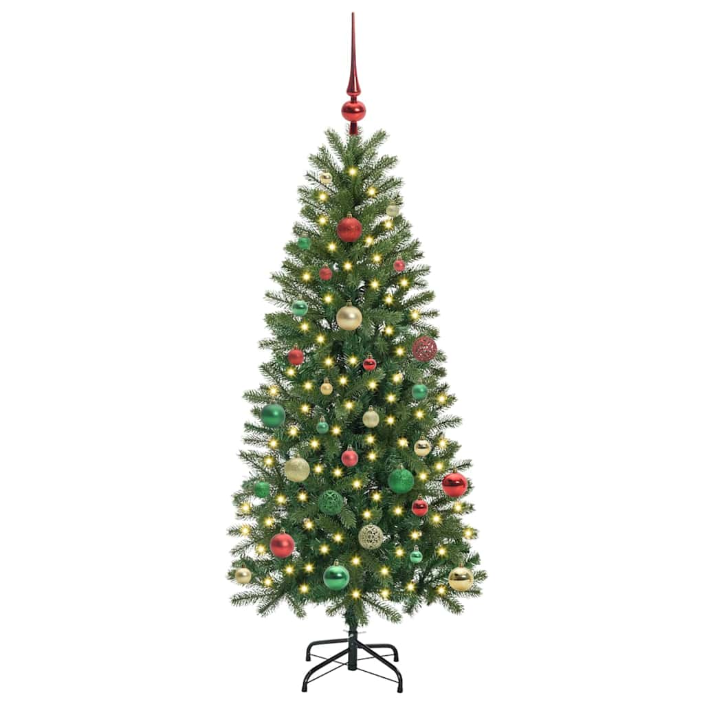Künstlicher Weihnachtsbaum mit 150 LEDs Grün 150 cm PE und PVC