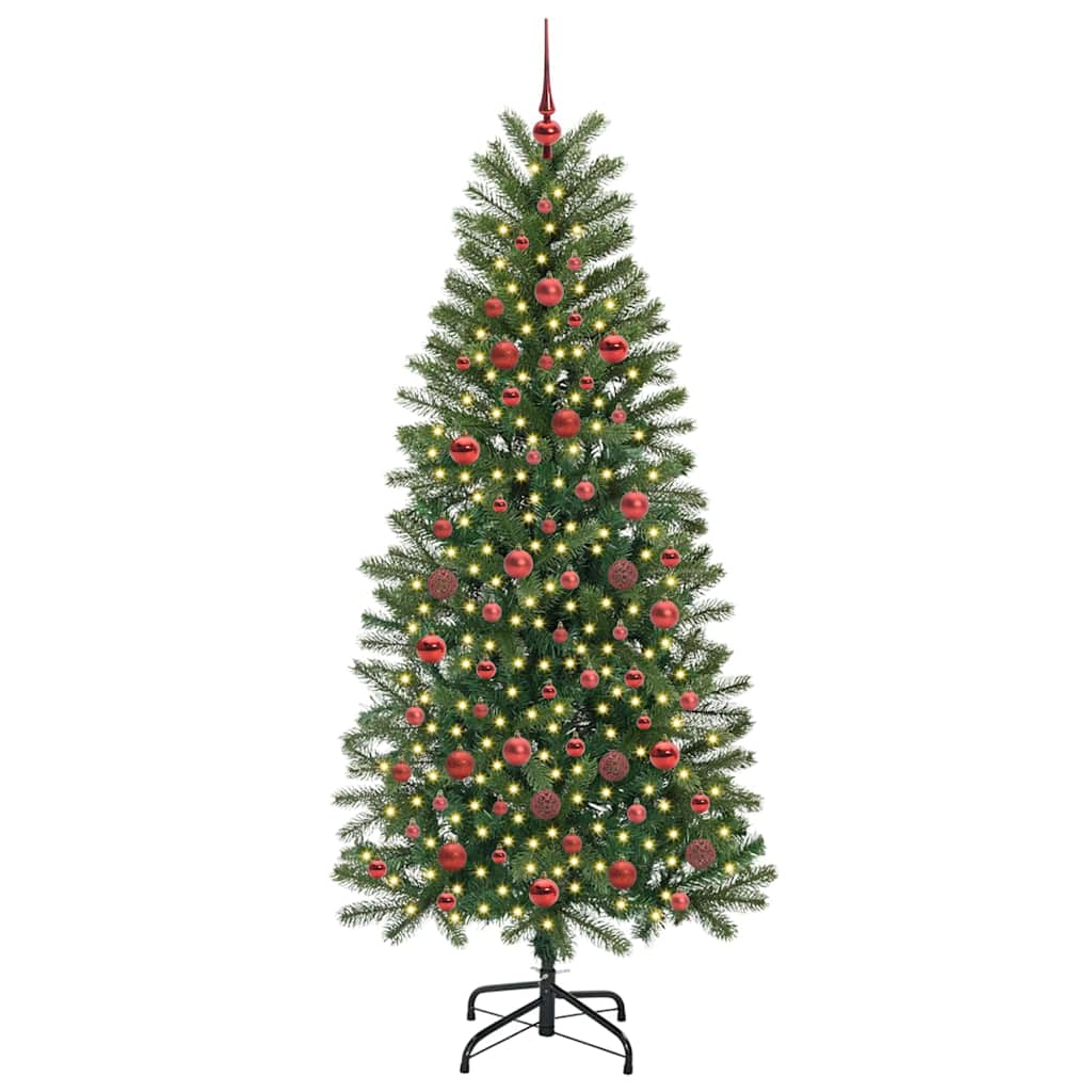 Künstlicher Weihnachtsbaum mit 300 LEDs Grün 180 cm PE und PVC
