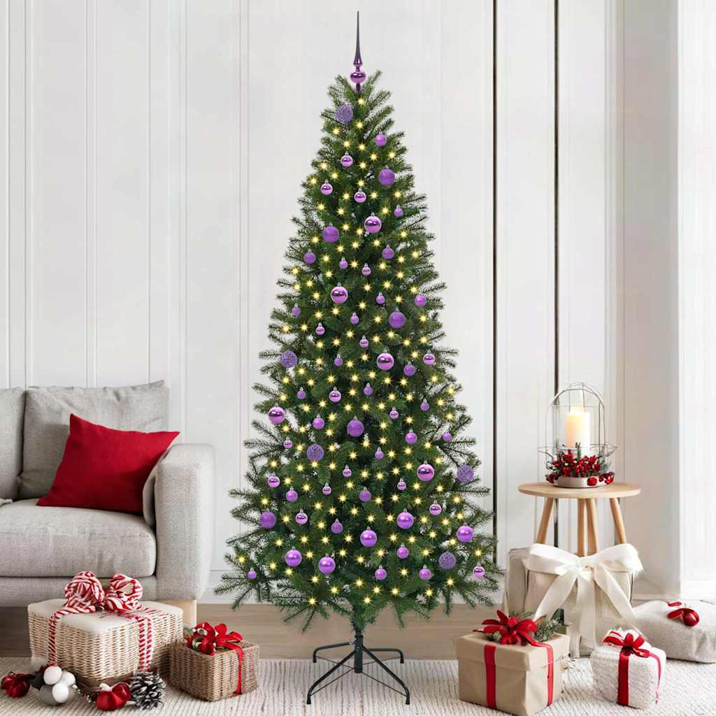 Albero di Natale artificiale con 300 LED, verde, 210 cm, PE e PVC