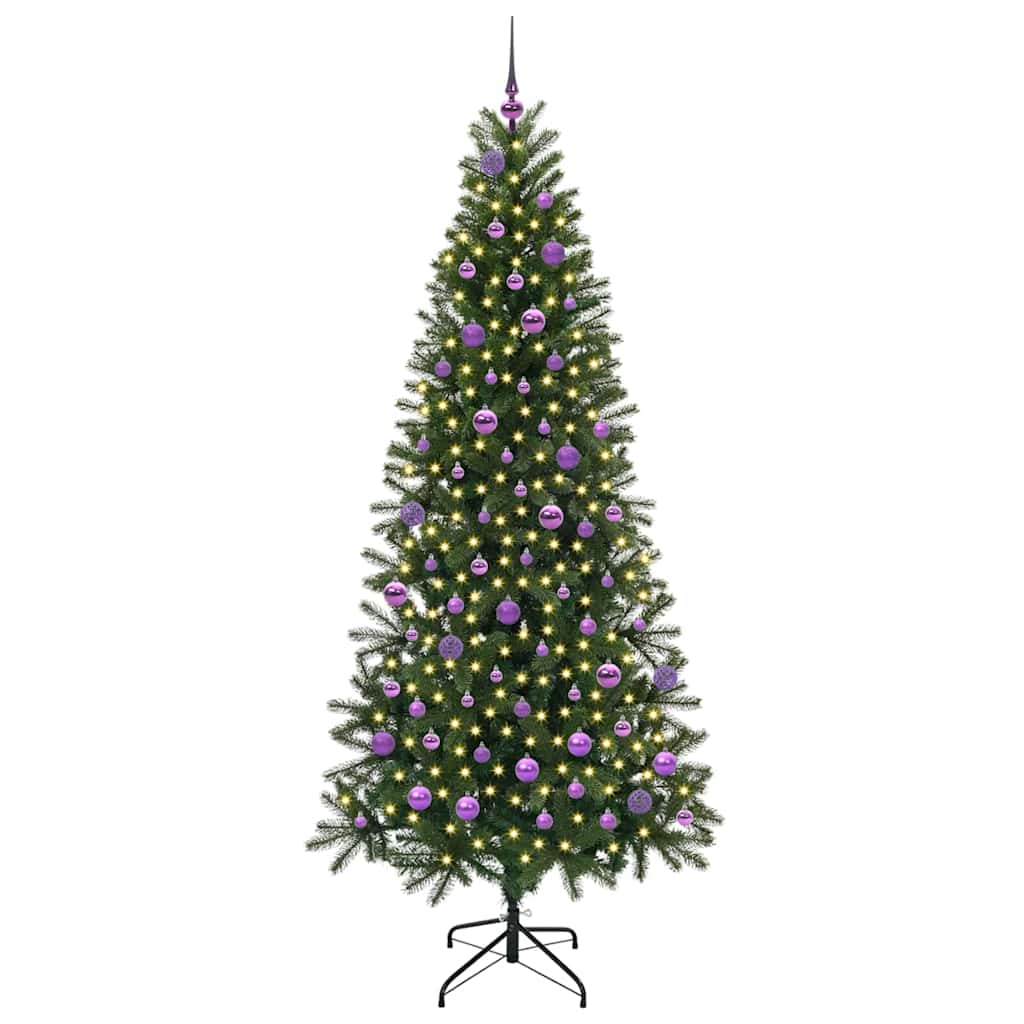 Albero di Natale artificiale con 300 LED, verde, 210 cm, PE e PVC