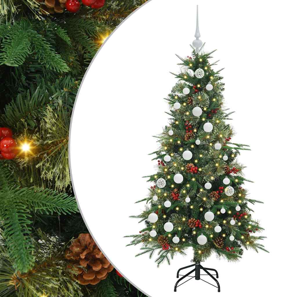 Albero di Natale artificiale pieghevole, verde, 150 cm, PE e PVC