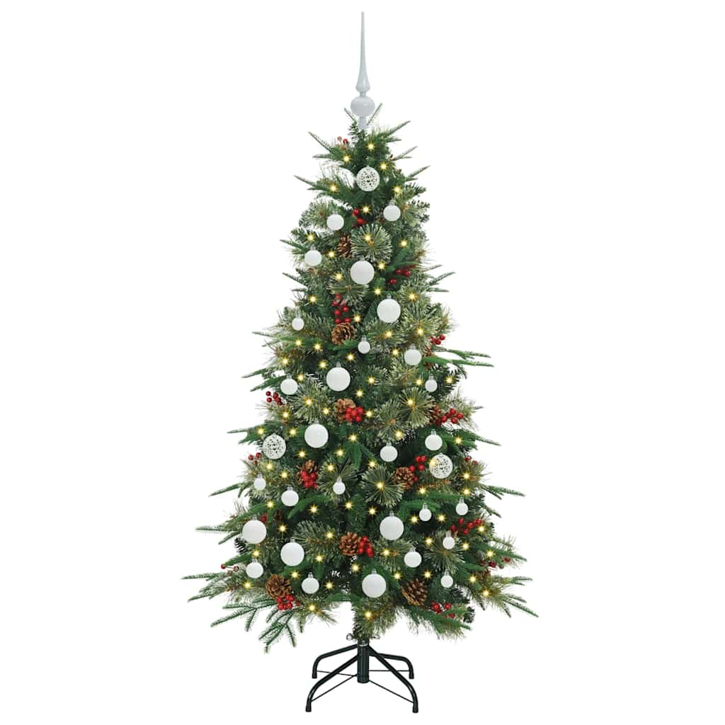 Albero di Natale artificiale pieghevole, verde, 150 cm, PE e PVC