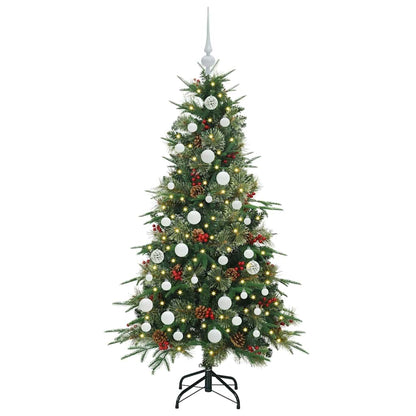 Albero di Natale artificiale pieghevole, verde, 150 cm, PE e PVC