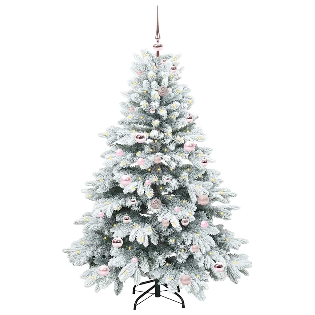 Künstlicher Weihnachtsbaum mit 150 LEDs Weiß 150 cm PE und PVC