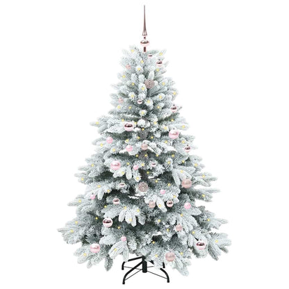 Künstlicher Weihnachtsbaum mit 150 LEDs Weiß 150 cm PE und PVC