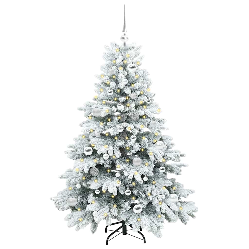 Künstlicher Weihnachtsbaum mit 150 LEDs Weiß 150 cm PE und PVC