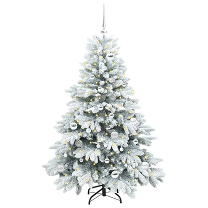 Künstlicher Weihnachtsbaum mit 150 LEDs Weiß 150 cm PE und PVC
