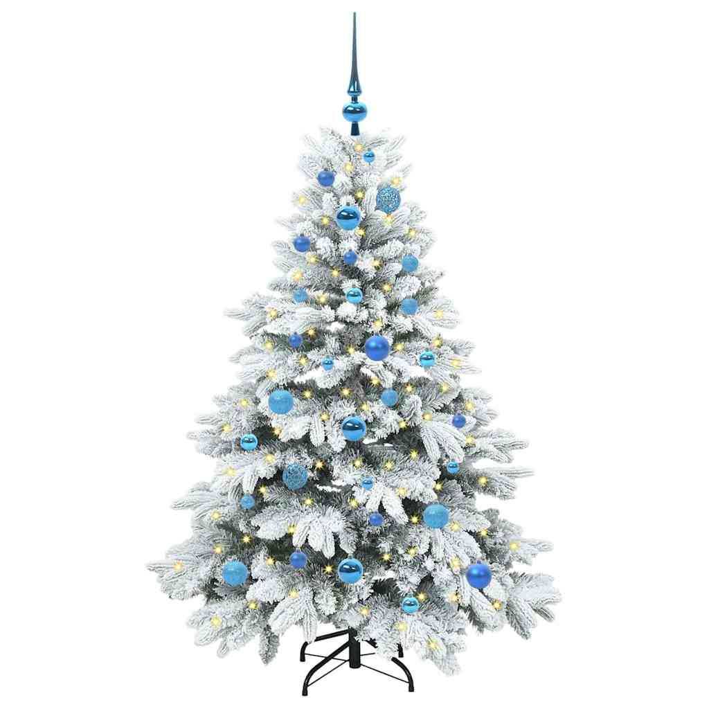 Künstlicher Weihnachtsbaum mit 150 LEDs Weiß 150 cm PE und PVC