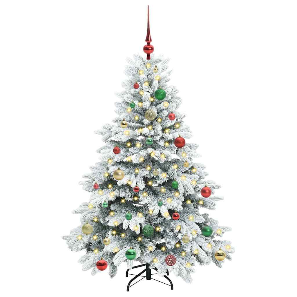 Künstlicher Weihnachtsbaum mit 150 LEDs Weiß 150 cm PE und PVC