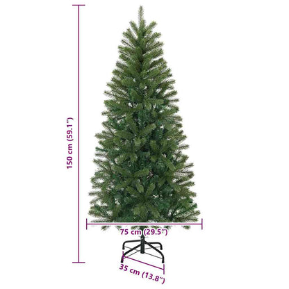 Albero di Natale artificiale, verde, 150 cm, PVC, PE e acciaio