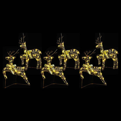 LED Rentiere mit 180 LEDs 6 pcs Gold PET