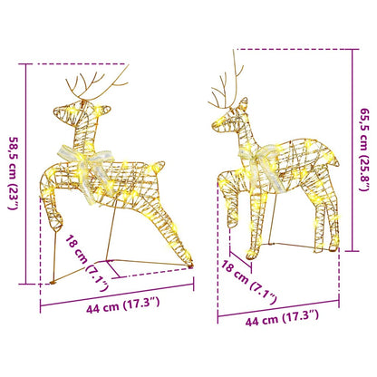 LED Rentiere mit 40 LEDs 7 pcs Gold PET