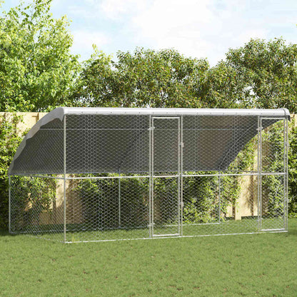 Hundekäfig mit Speicher 2 pcs Silber 4 x 2 x 2 m Stahl