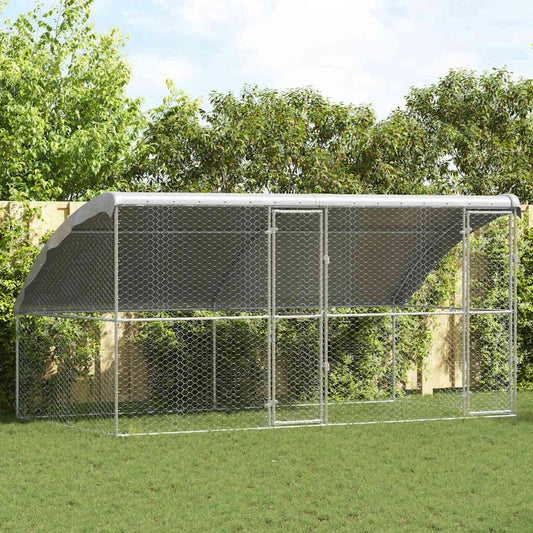 Hundekäfig mit Speicher 2 pcs Silber 4 x 2 x 2 m Stahl