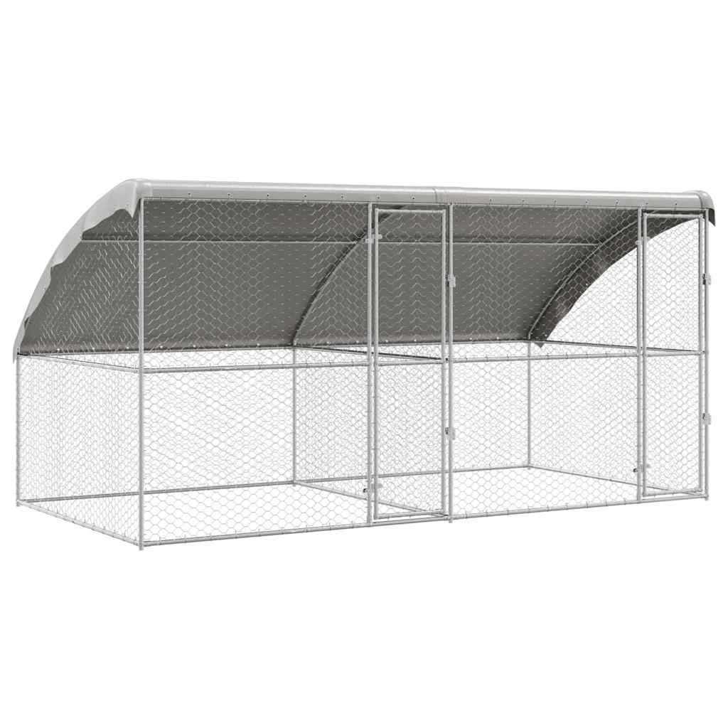 Hundekäfig mit Speicher 2 pcs Silber 4 x 2 x 2 m Stahl