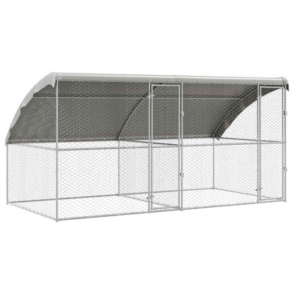 Hundekäfig mit Speicher 2 pcs Silber 4 x 2 x 2 m Stahl