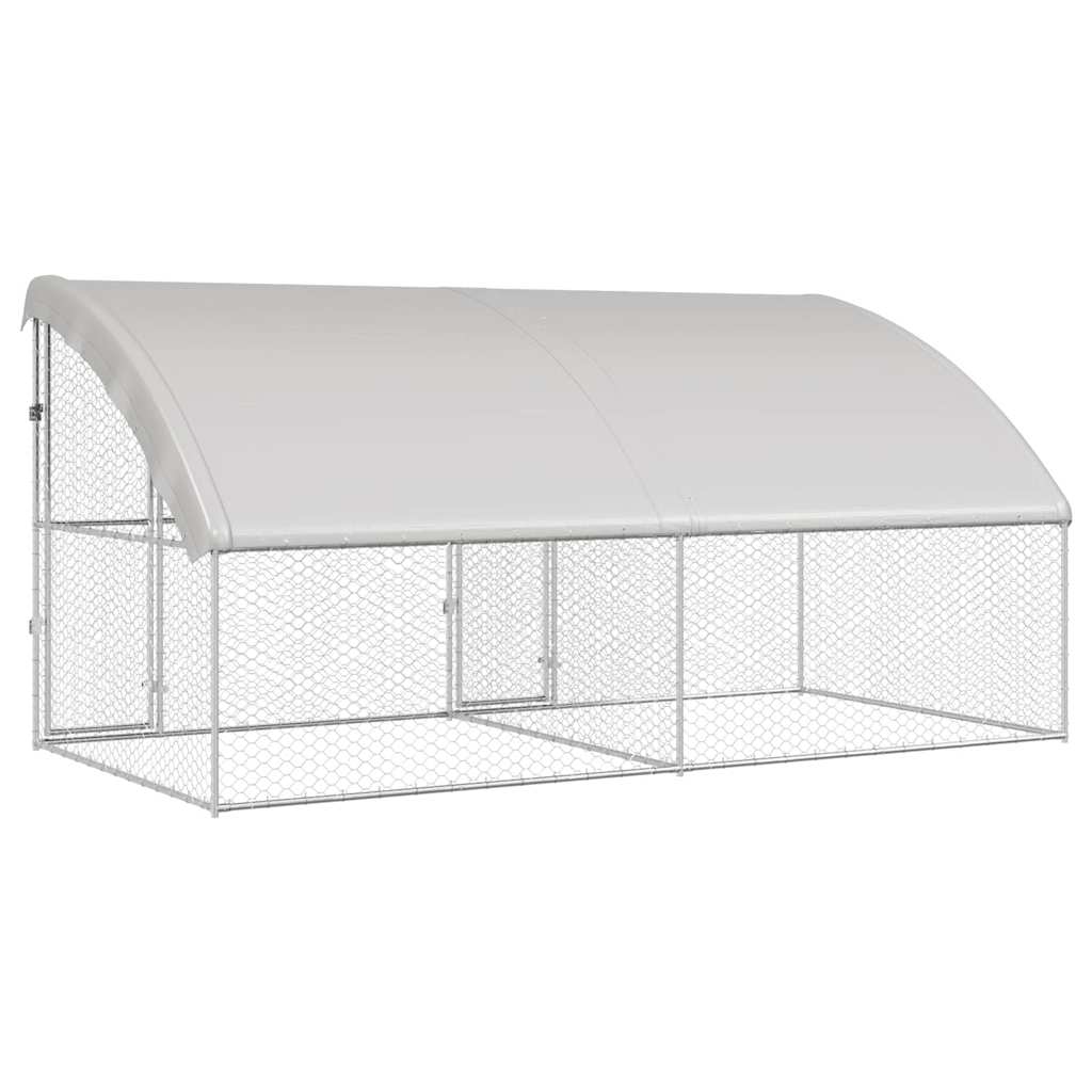 Hundekäfig mit Speicher 2 pcs Silber 4 x 2 x 2 m Stahl