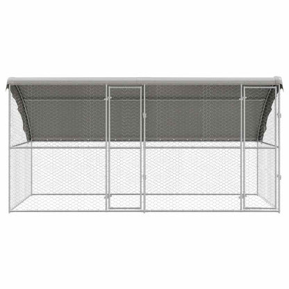 Hundekäfig mit Speicher 2 pcs Silber 4 x 2 x 2 m Stahl