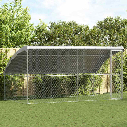 Hundekäfig mit Speicher 2 pcs Silber 4 x 2 x 2 m Stahl