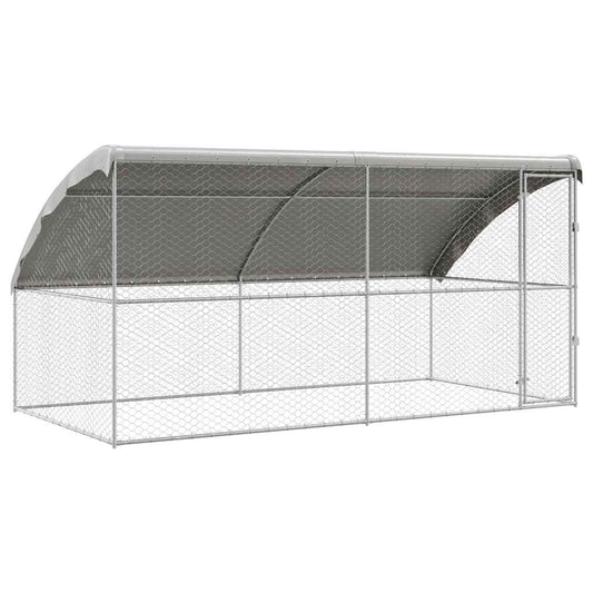 Hundekäfig mit Speicher 2 pcs Silber 4 x 2 x 2 m Stahl