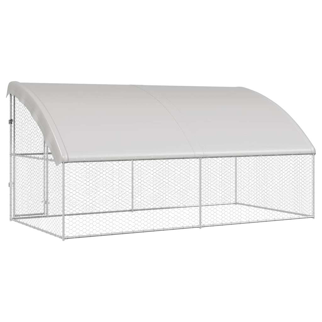 Hundekäfig mit Speicher 2 pcs Silber 4 x 2 x 2 m Stahl