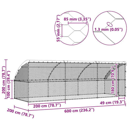 Hundekäfig mit Speicher 3 pcs Silber 6 x 2 x 2 m Stahl