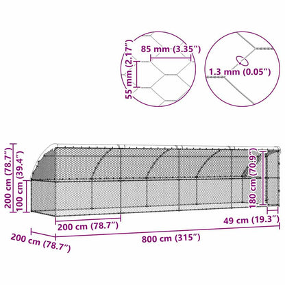 Hundekäfig mit Speicher 4 pcs Silber 8 x 2 x 2 m Stahl