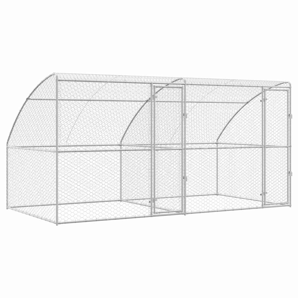 Hundekäfig mit Speicher 2 pcs Silber 4 x 2 x 2 m Stahl