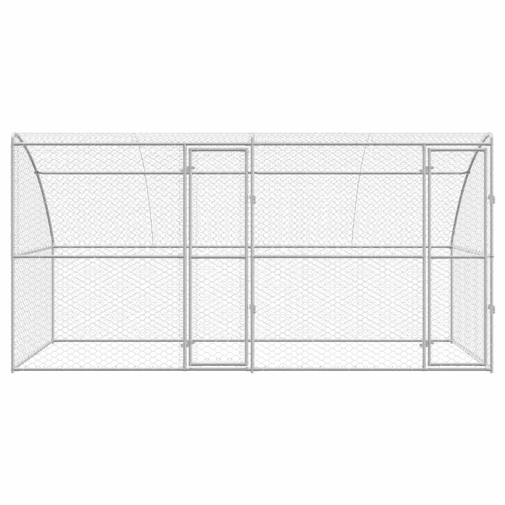 Hundekäfig mit Speicher 2 pcs Silber 4 x 2 x 2 m Stahl