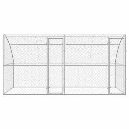 Hundekäfig mit Speicher 2 pcs Silber 4 x 2 x 2 m Stahl