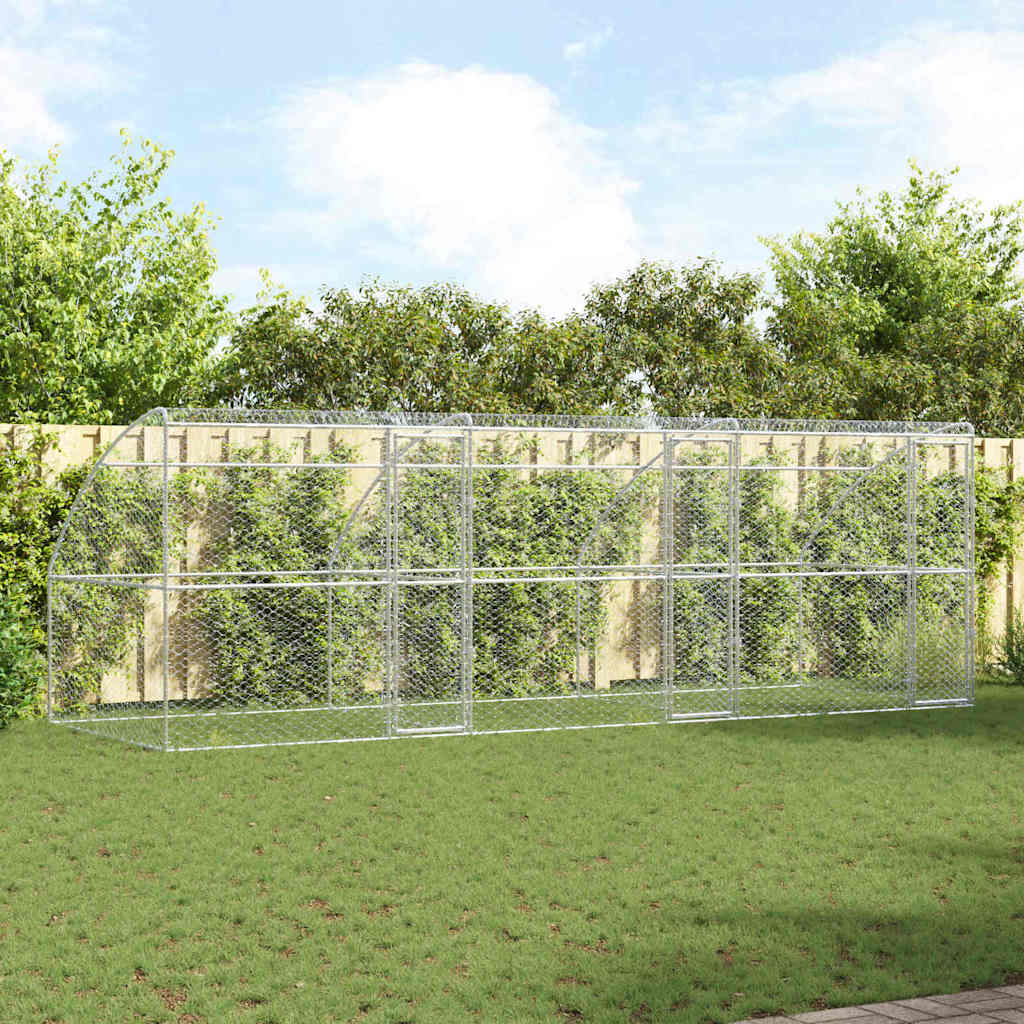 Hundekäfig mit Speicher 3 pcs Silber 6 x 2 x 2 m Stahl