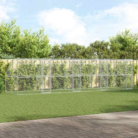 Hundekäfig mit Speicher 4 pcs Silber 8 x 2 x 2 m Stahl