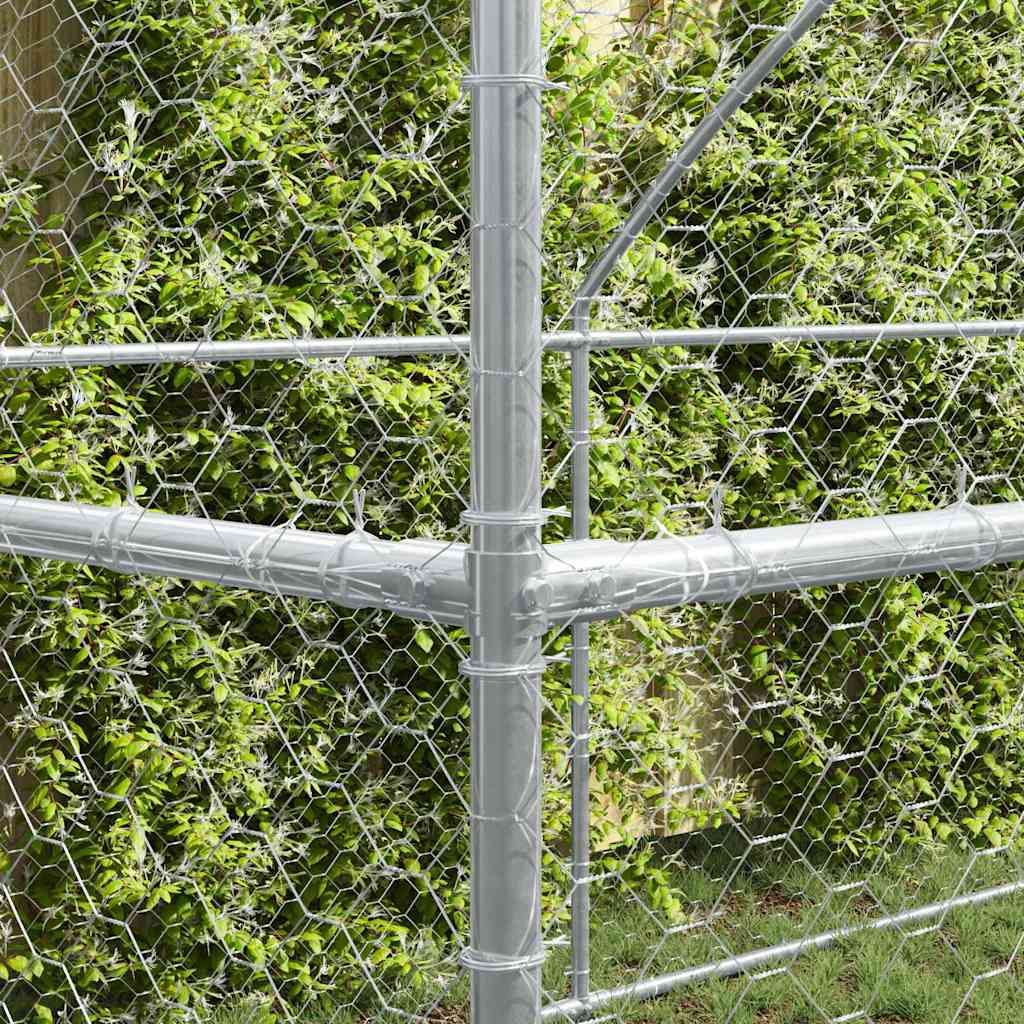 Hundekäfig mit Speicher 2 pcs Silber 4 x 2 x 2 m Stahl