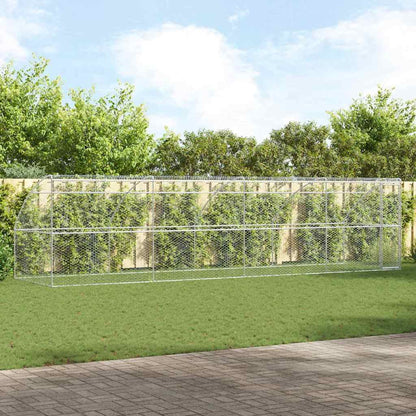 Hundekäfig mit Speicher 4 pcs Silber 8 x 2 x 2 m Stahl