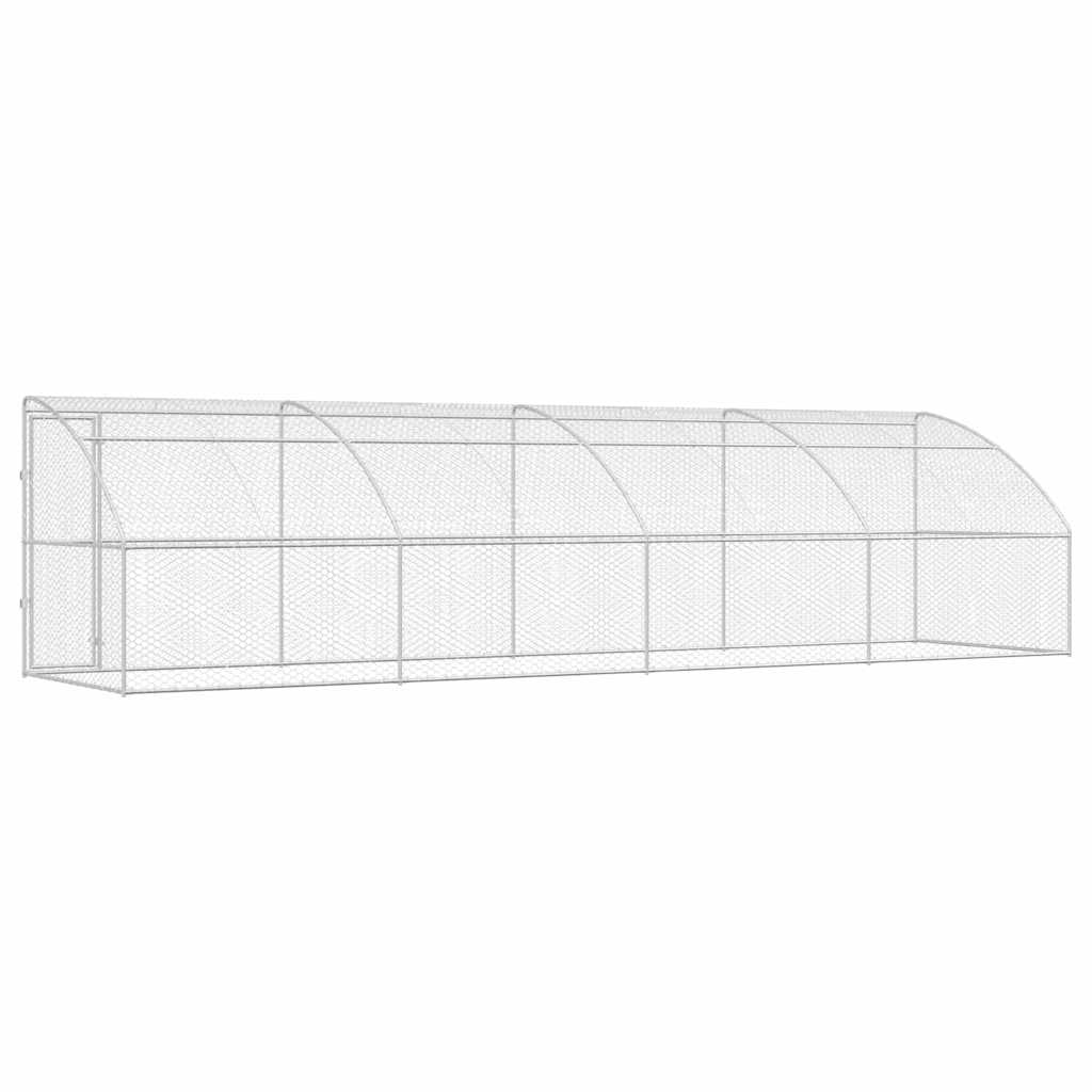 Hundekäfig mit Speicher 4 pcs Silber 8 x 2 x 2 m Stahl