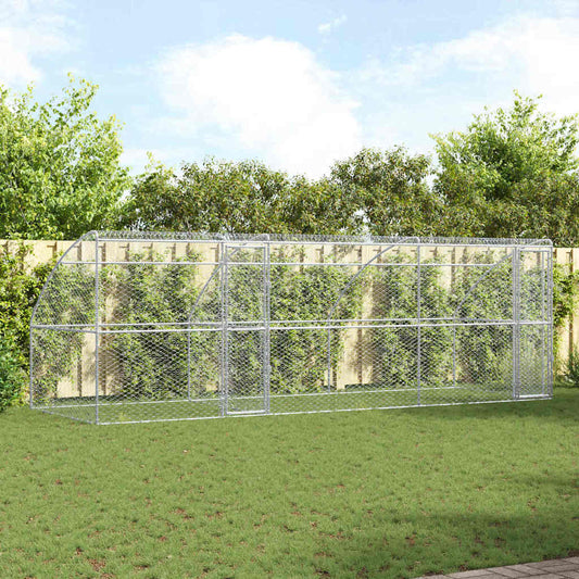 Hundekäfig mit Speicher 3 pcs Silber 6 x 2 x 2 m Stahl