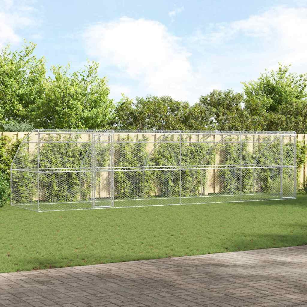 Hundekäfig mit Speicher 4 pcs Silber 8 x 2 x 2 m Stahl