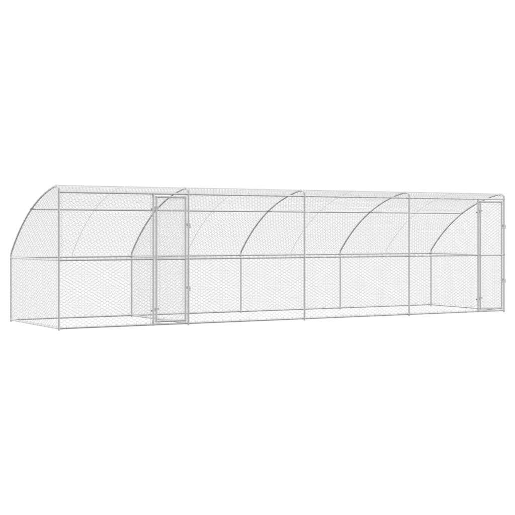 Hundekäfig mit Speicher 4 pcs Silber 8 x 2 x 2 m Stahl